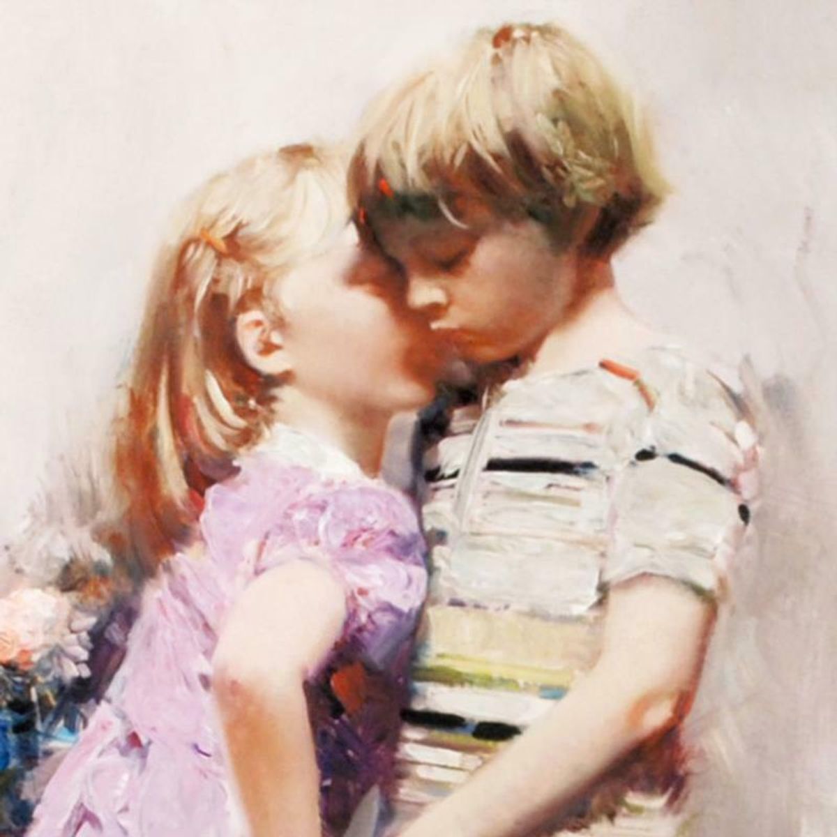 Pino (1939-2010), "The Kiss" Hand Embellished Limited Edition on Canvas, Numbered and Hand Signed with Certificate of Authenticity.