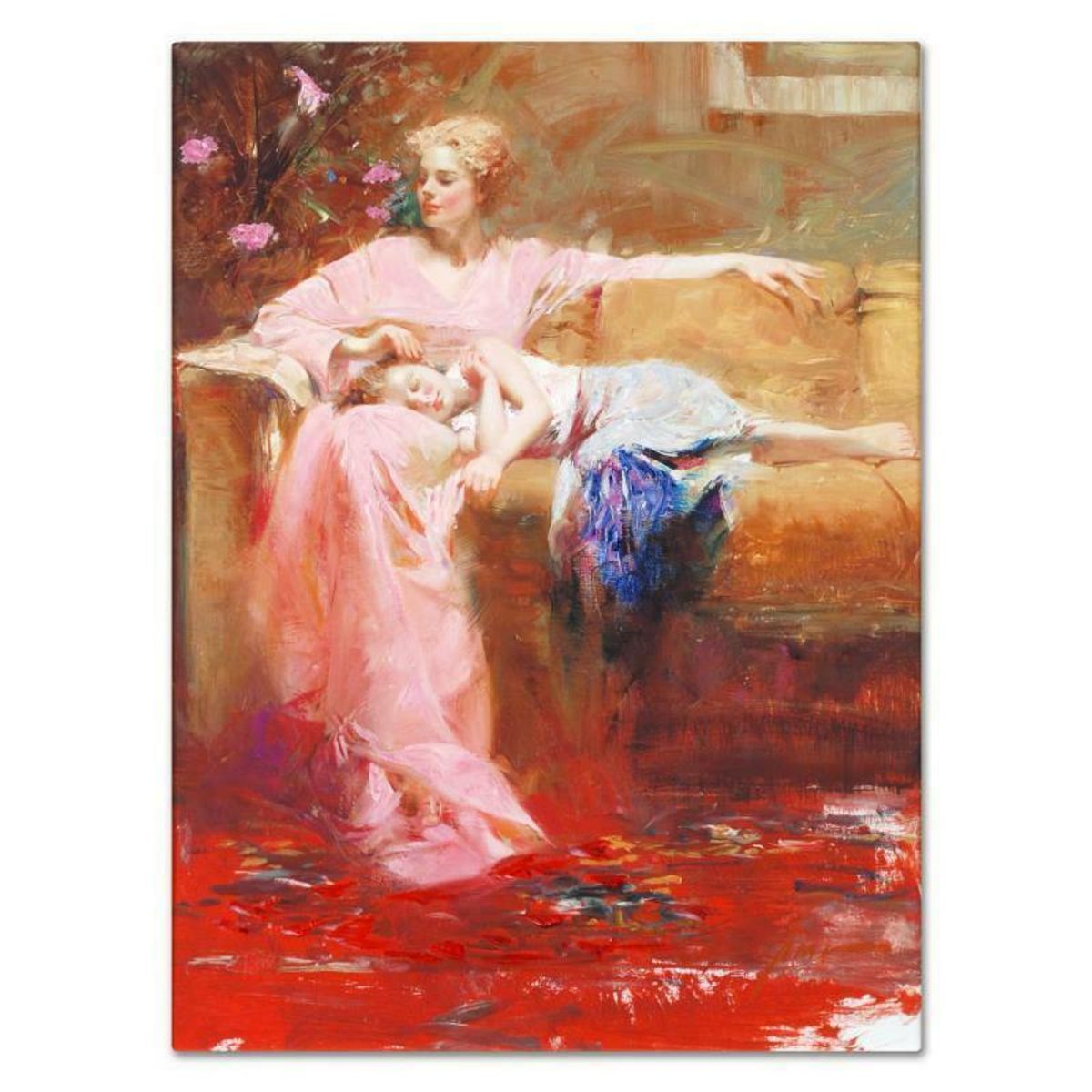 Pino (1939-2010), "Story Time" Hand Embellished Limited Edition on Canvas, Numbered and Hand Signed with Certificate of Authenticity.