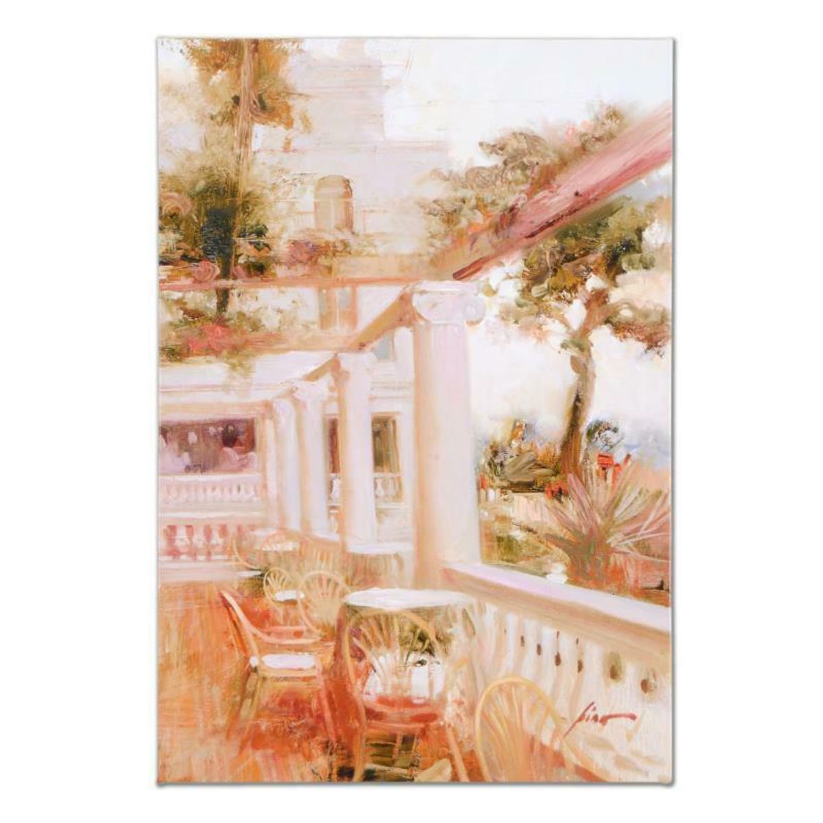 Pino (1939-2010), "Villa Sorrento" Hand Embellished Limited Edition on Canvas, Numbered and Hand Signed with Certificate of Authenticity.