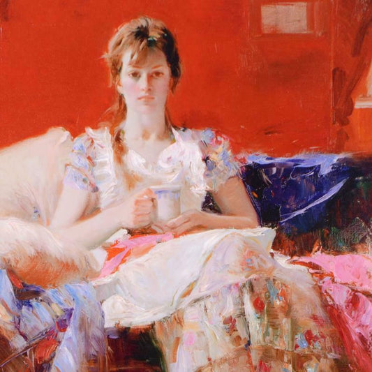 Pino (1939-2010), "Afternoon Tea" Hand Embellished Limited Edition on Canvas, Numbered and Hand Signed with Certificate of Authenticity.