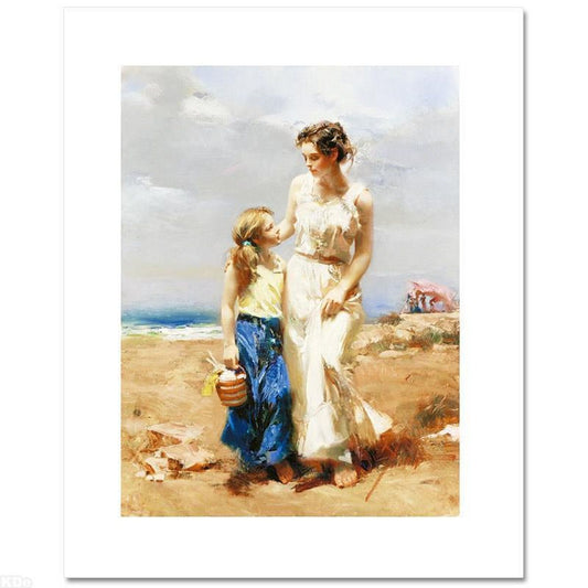 Pino (1939-2010), "By The Sea" Hand Signed Limited Edition on Canvas with Certificate of Authenticity.