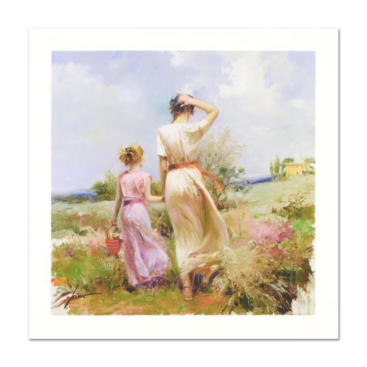 Pino (1939-2010), "Tuscan Stroll" Hand Signed Limited Edition with Certificate of Authenticity.