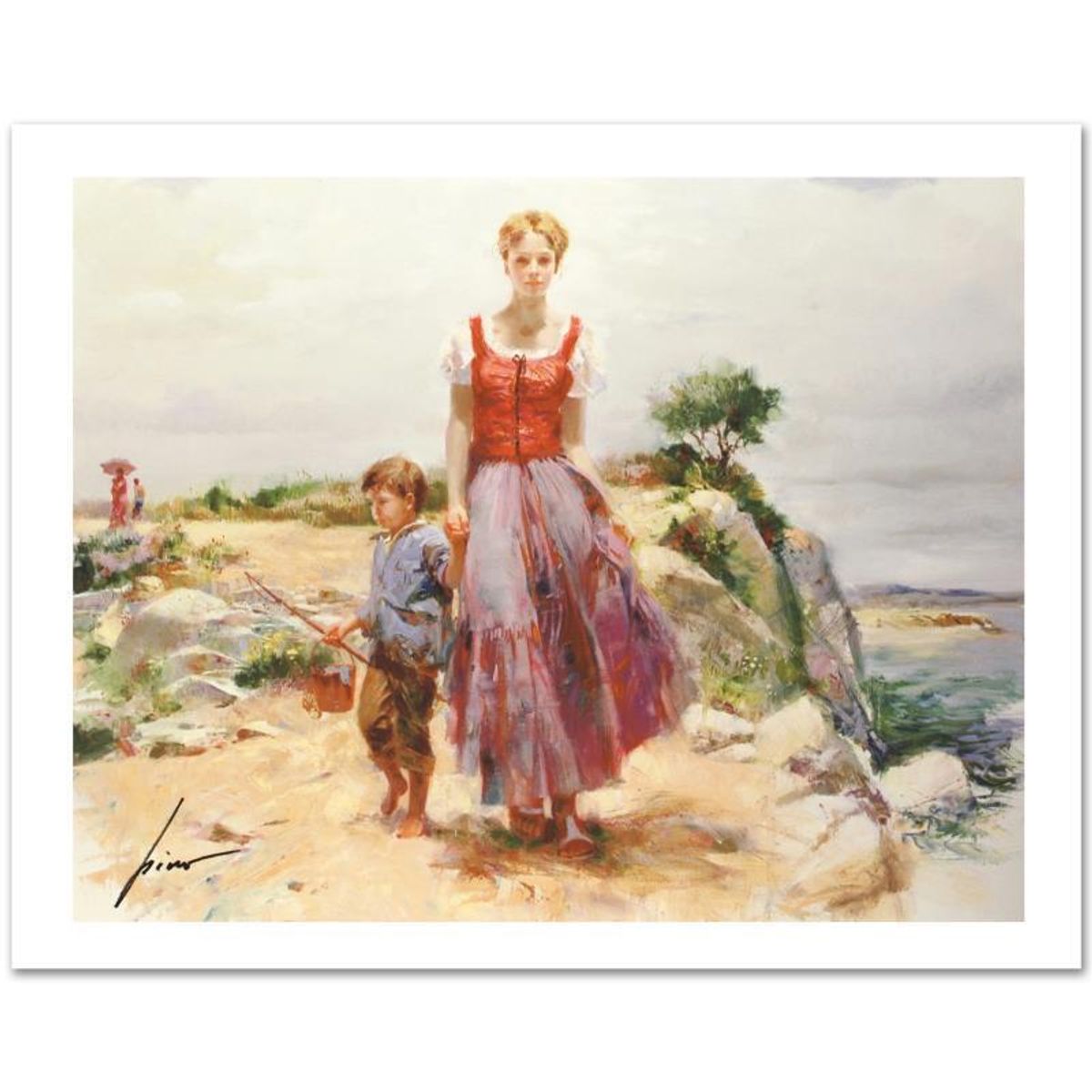Pino (1939-2010), "Cliffside Retreat" Limited Edition on Canvas, Numbered and Hand Signed with Certificate of Authenticity.