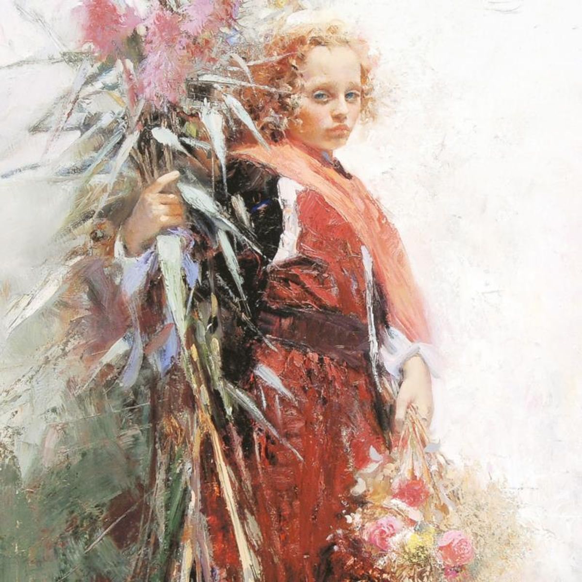 Pino (1939-2010), "Flower Child" Limited Edition on Canvas, Numbered and Hand Signed with Certificate of Authenticity.