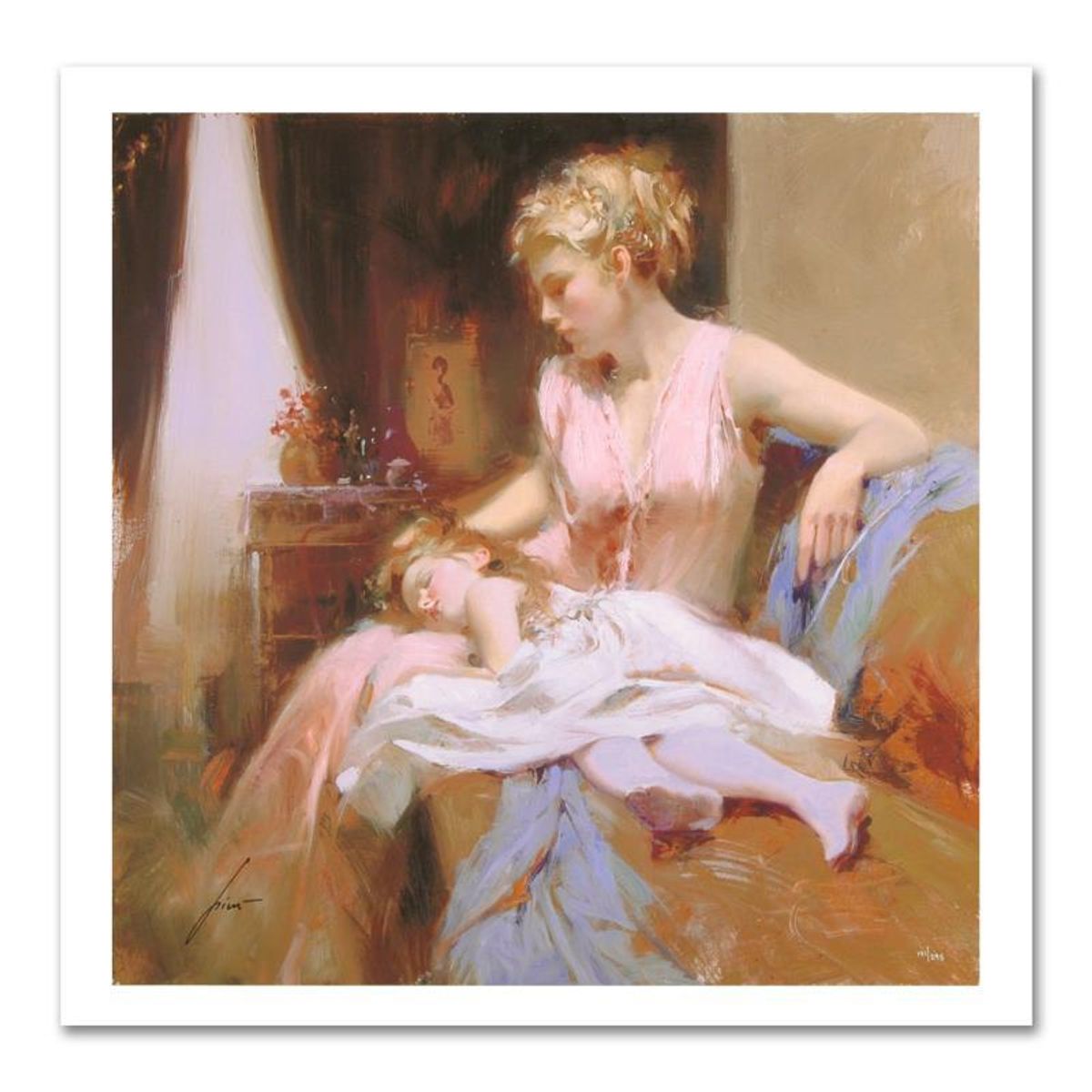 Pino (1939-2010), "Long Day" Limited Edition on Canvas, Numbered and Hand Signed with Certificate of Authenticity.