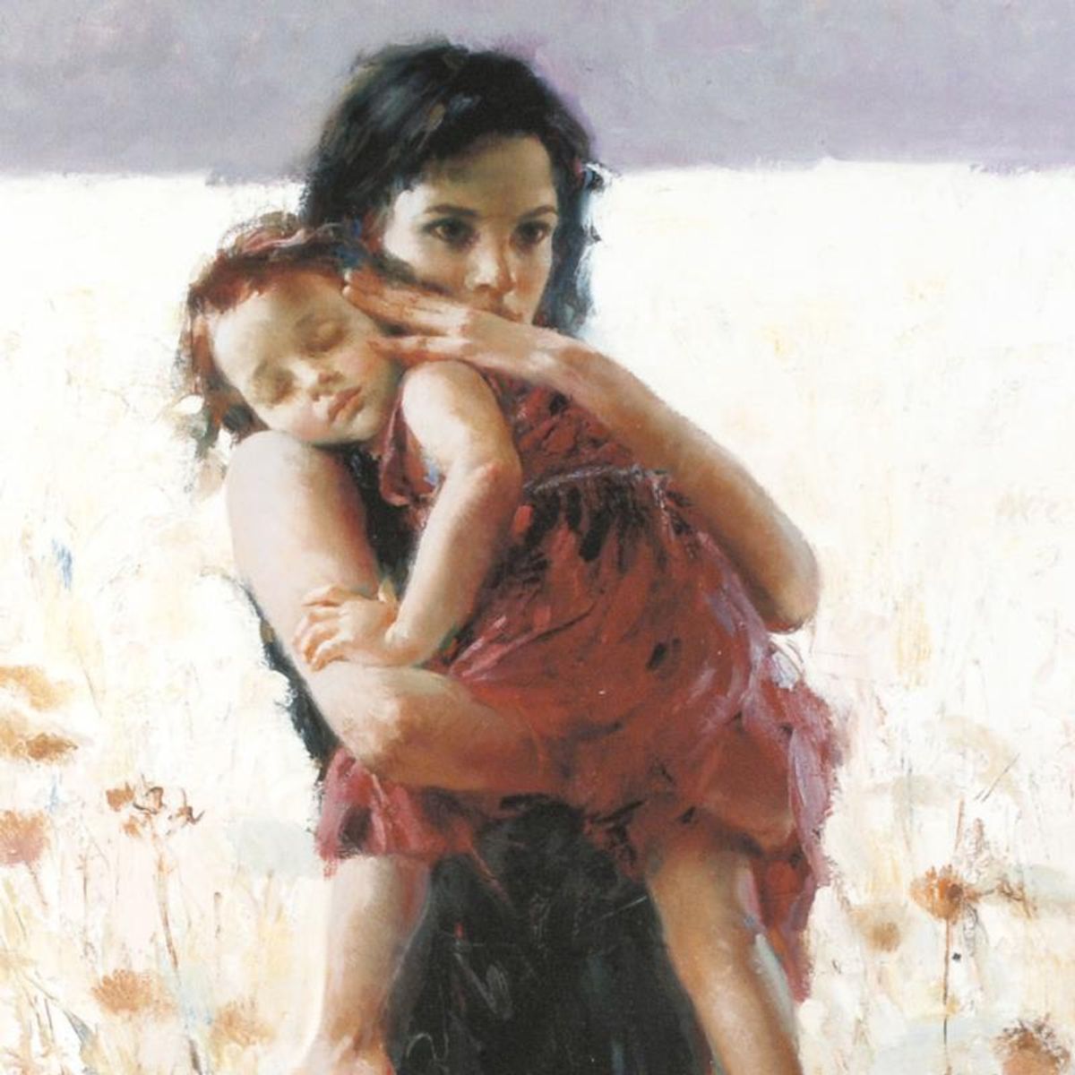 Pino (1939-2010), "Maternal Instincts" Limited Edition on Canvas, Numbered and Hand Signed with Certificate of Authenticity.