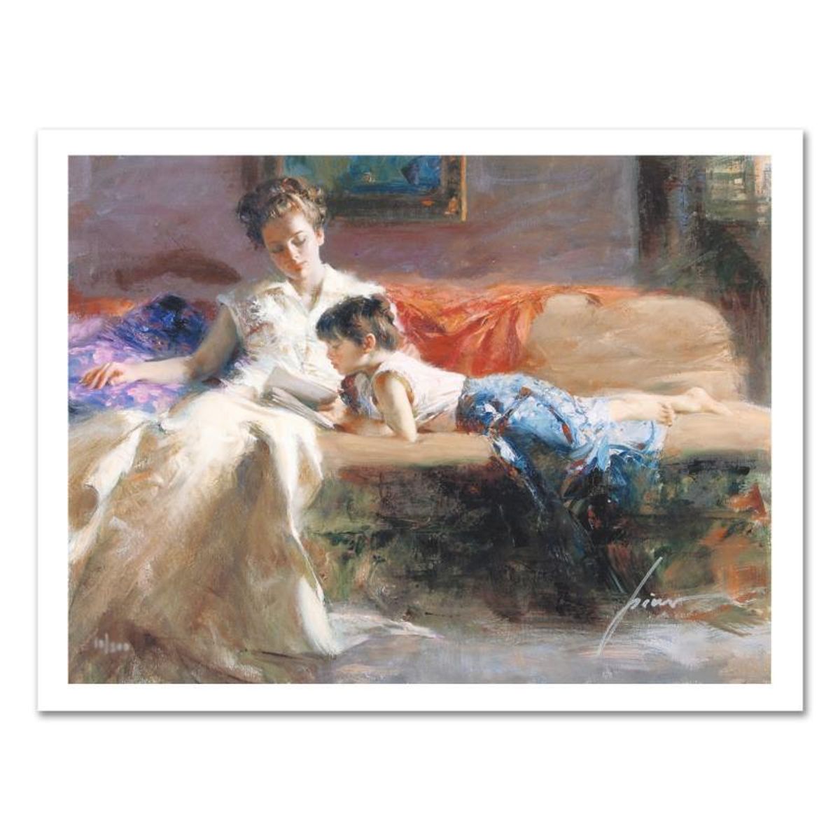Pino (1939-2010) "Late Night Reading" Limited Edition Giclee. Numbered and Hand Signed; Certificate of Authenticity.