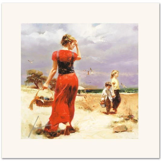 Pino (1939-2010) "Seaside Gathering" Limited Edition Giclee. Numbered and Hand Signed; Certificate of Authenticity.