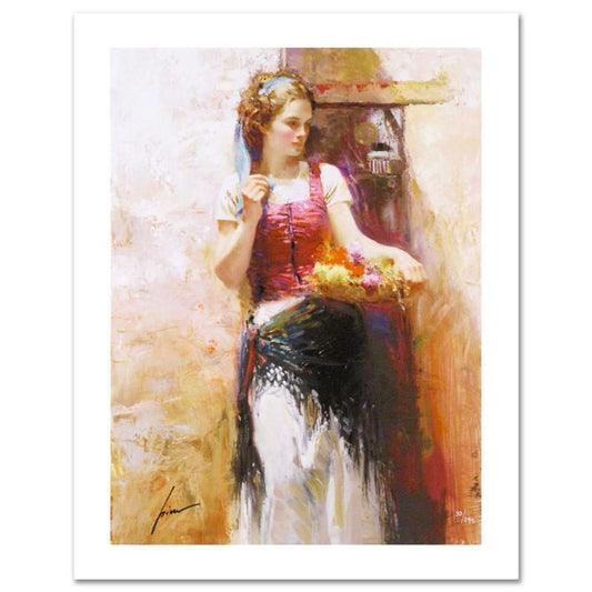 Pino (1939-2010) "The Flower Basket" Limited Edition Giclee. Numbered and Hand Signed; Certificate of Authenticity.