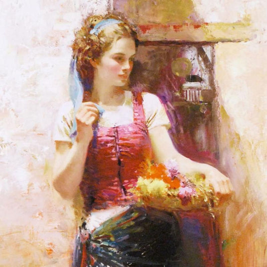 Pino (1939-2010) "The Flower Basket" Limited Edition Giclee. Numbered and Hand Signed; Certificate of Authenticity.