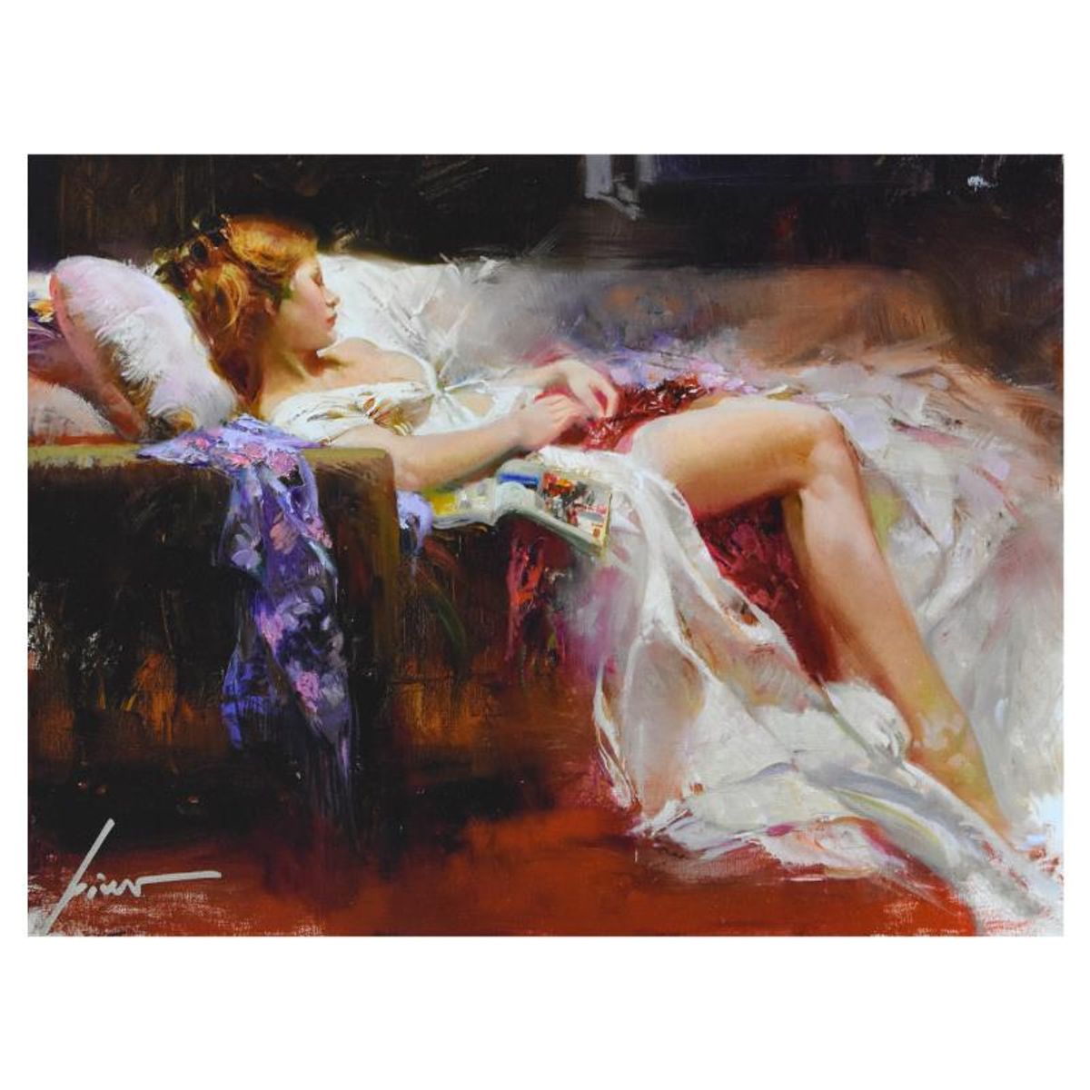Pino (1939-2010), "Sweet Repose" Limited Edition Giclee on Canvas, Numbered and Hand Signed with Certificate of Authenticity.