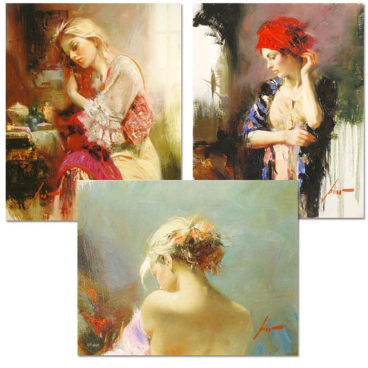 Pino (1939-2010), "Harmony," "Love," and "Desire" 3 Piece Suite Hand Embellished Limited Editions on Canvas. Numbered and Hand Signed with Certificates of Authenticity.