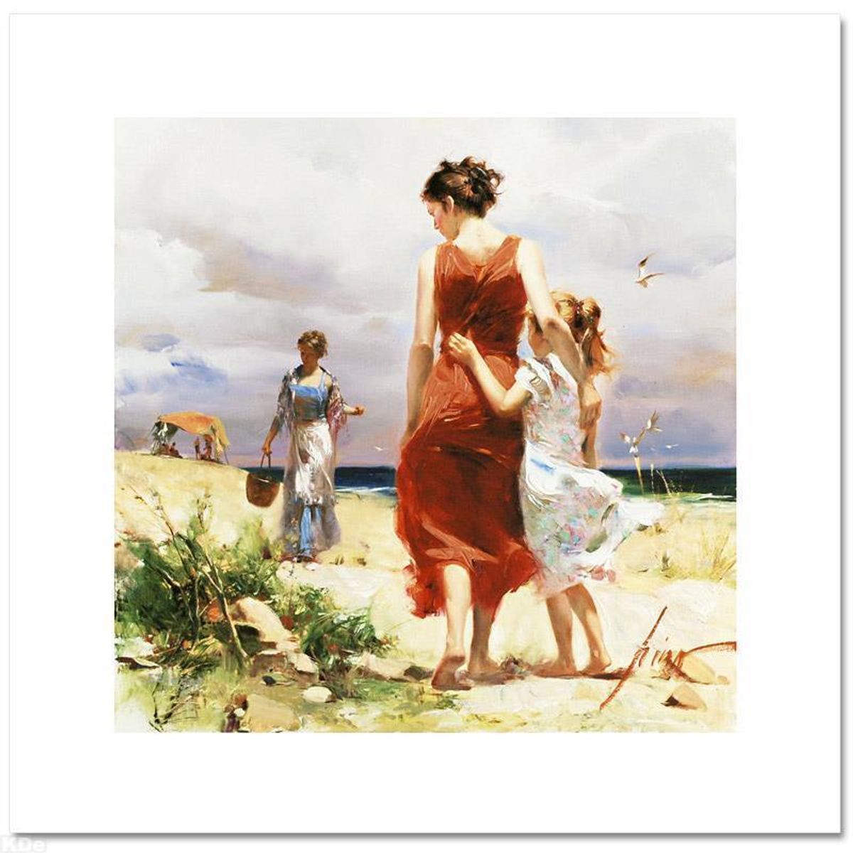 Pino (1939-2010) "Breezy Days" Limited Edition on Canvas, Numbered and Hand Signed with Certificate of Authenticity.