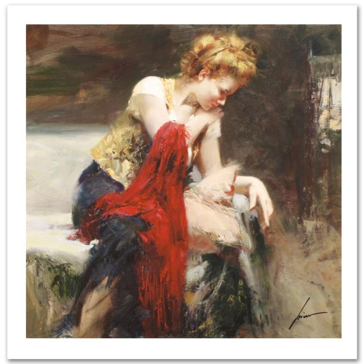 Pino (1939-2010) "Anticipation" Limited Edition on Canvas, Numbered and Hand Signed with Certificate of Authenticity.