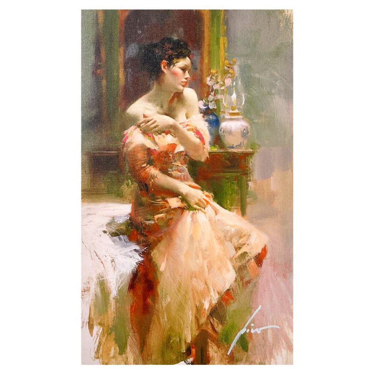 Pino (1939-2010) "Silk Taffeta" Limited Edition on Canvas, Numbered and Hand Signed with Certificate of Authenticity.