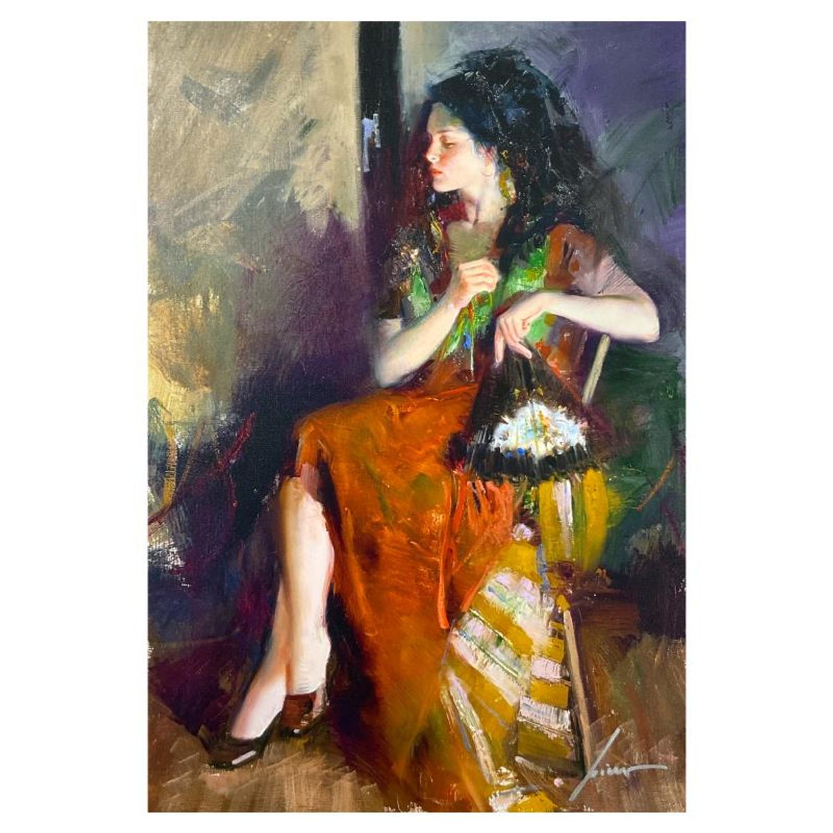 Pino (1939-2010) "Spanish Beauty" Limited Edition on Canvas, Numbered and Hand Signed with Certificate of Authenticity.