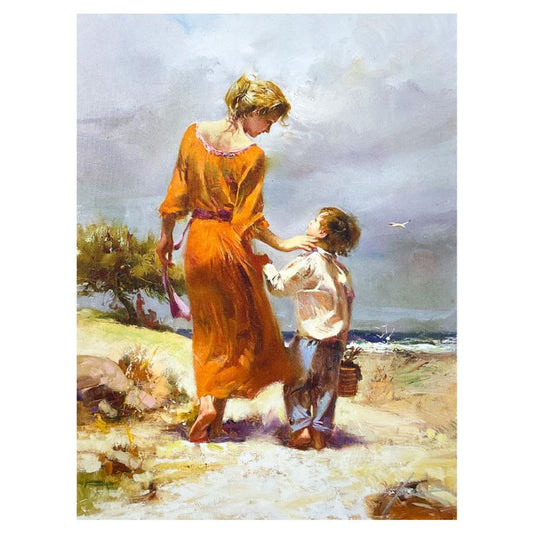 Pino (1939-2010) "Breezy Day at the Beach" Limited Edition on Canvas, Numbered and Hand Signed with Certificate of Authenticity.