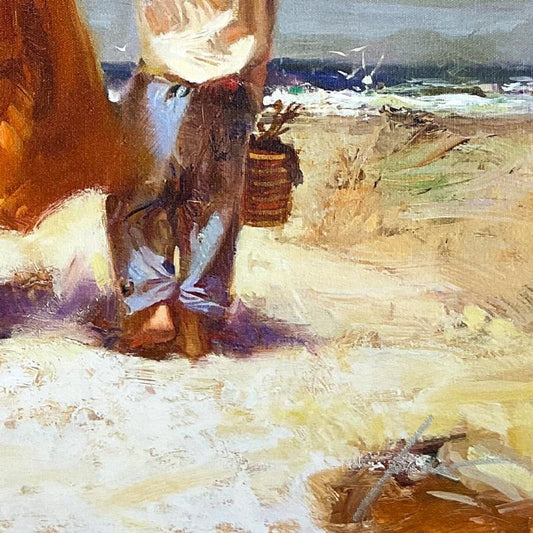 Pino (1939-2010) "Breezy Day at the Beach" Limited Edition on Canvas, Numbered and Hand Signed with Certificate of Authenticity.
