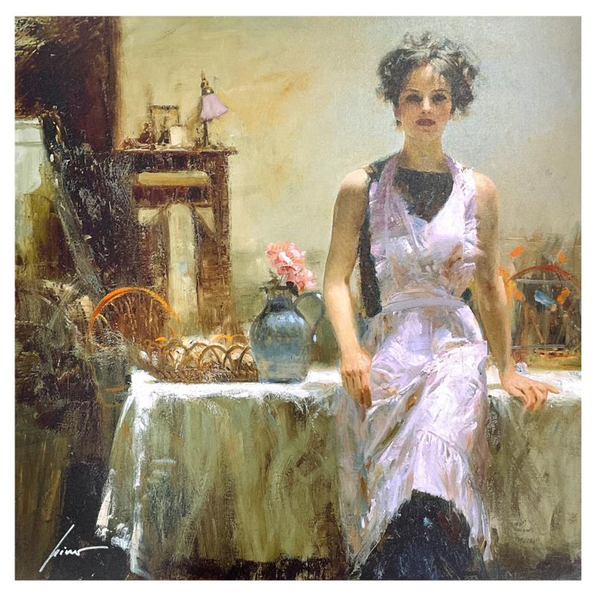 Pino (1939-2010) "Evening Thoughts" Limited Edition on Canvas, Numbered and Hand Signed with Certificate of Authenticity.