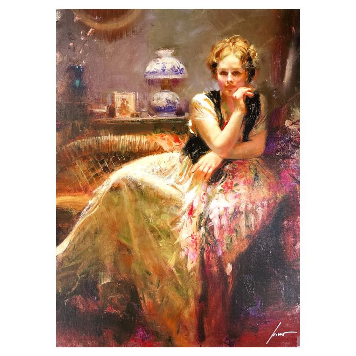 Pino (1939-2010) "A Pause" Limited Edition on Canvas, Numbered and Hand Signed with Certificate of Authenticity.