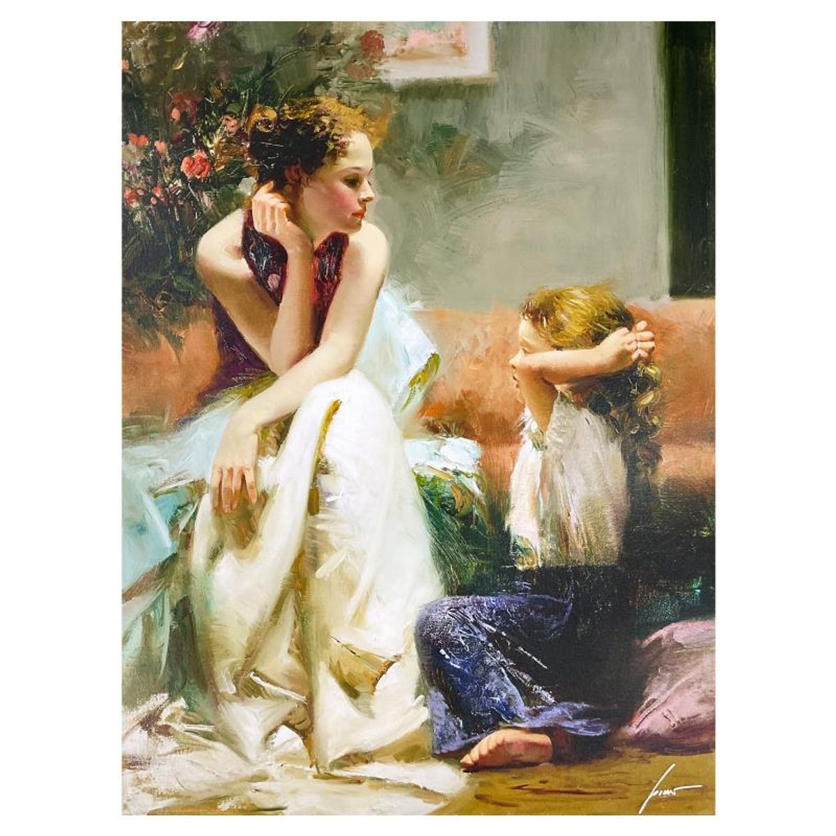 Pino (1939-2010) "Thinking of You" Limited Edition on Canvas, Numbered and Hand Signed with Certificate of Authenticity.