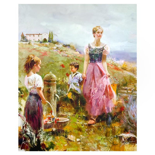 Pino (1939-2010) "The Fountain of Life" Limited Edition on Canvas, Numbered and Hand Signed with Certificate of Authenticity.