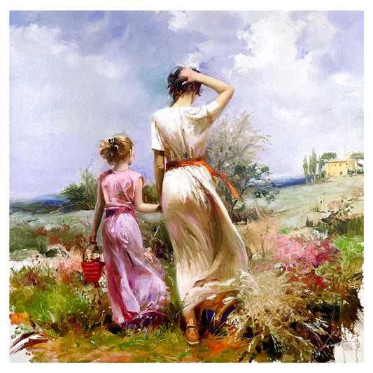 Pino (1939-2010), "Tuscan Stroll" Limited Edition on Canvas, Numbered and Hand Signed with Certificate of Authenticity.