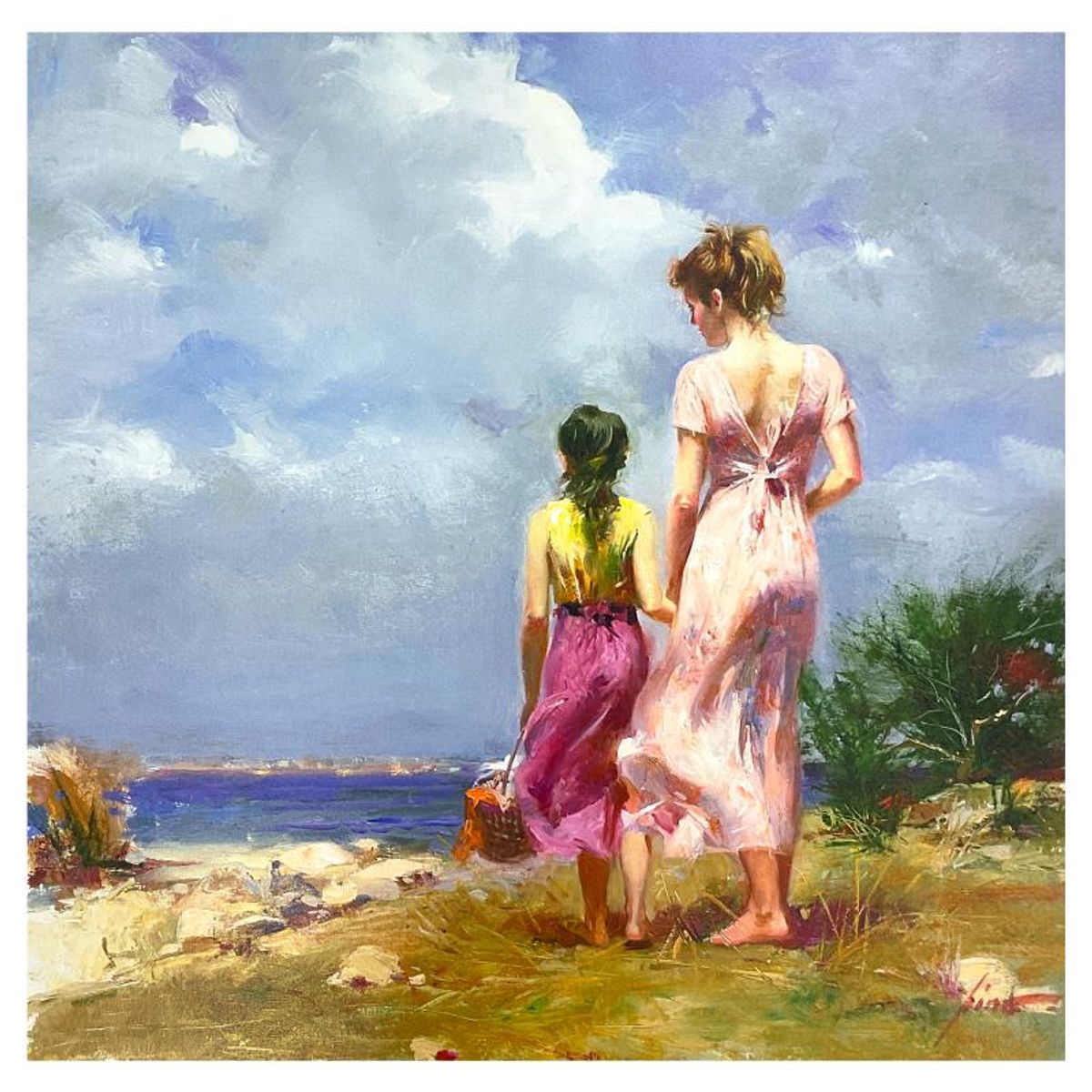 Pino (1939-2010) "Summer Afternoon" Hand Embellished Limited Edition on Canvas, Numbered and Hand Signed with Certificate of Authenticity.