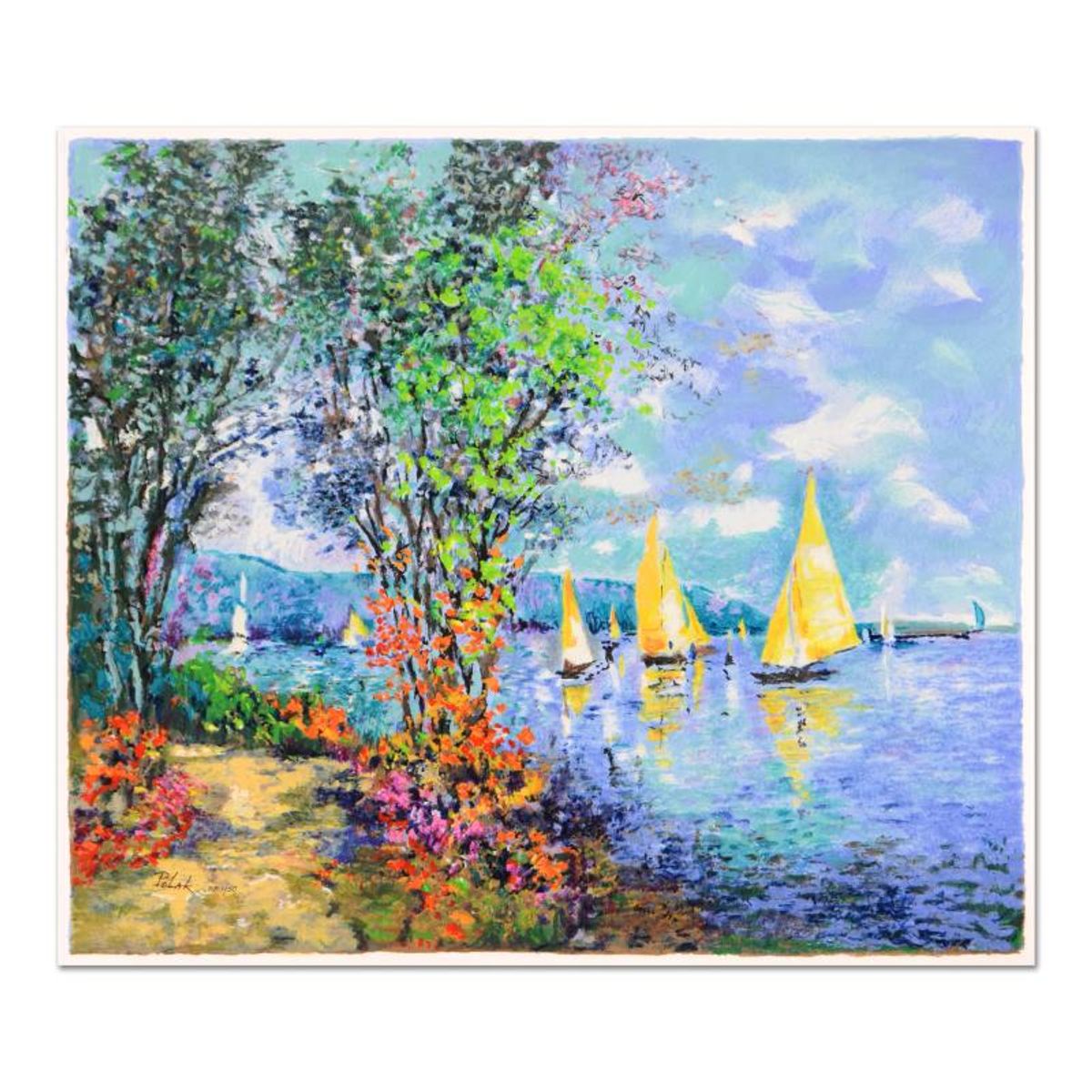 Dimitri Polak (1922-2008), "Lakeshore Fishing" Limited Edition Serigraph, Numbered and Hand Signed with Certificate of Authenticity.