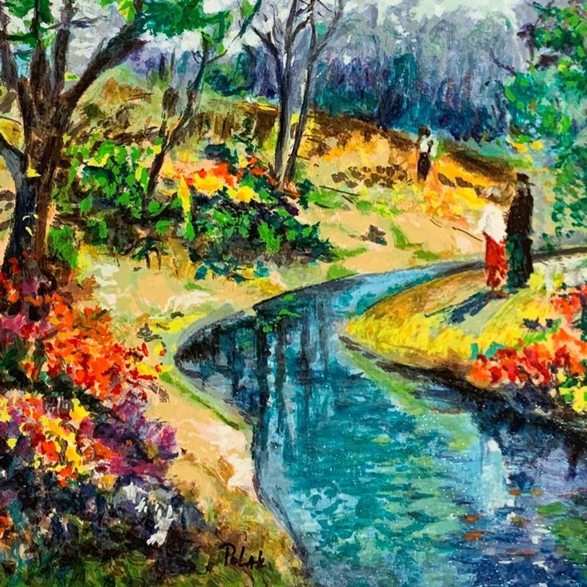 Dimitri Polak (1922-2008), "Autumn Stream" Hand Signed Limited Edition Serigraph on Paper with Letter of Authenticity.