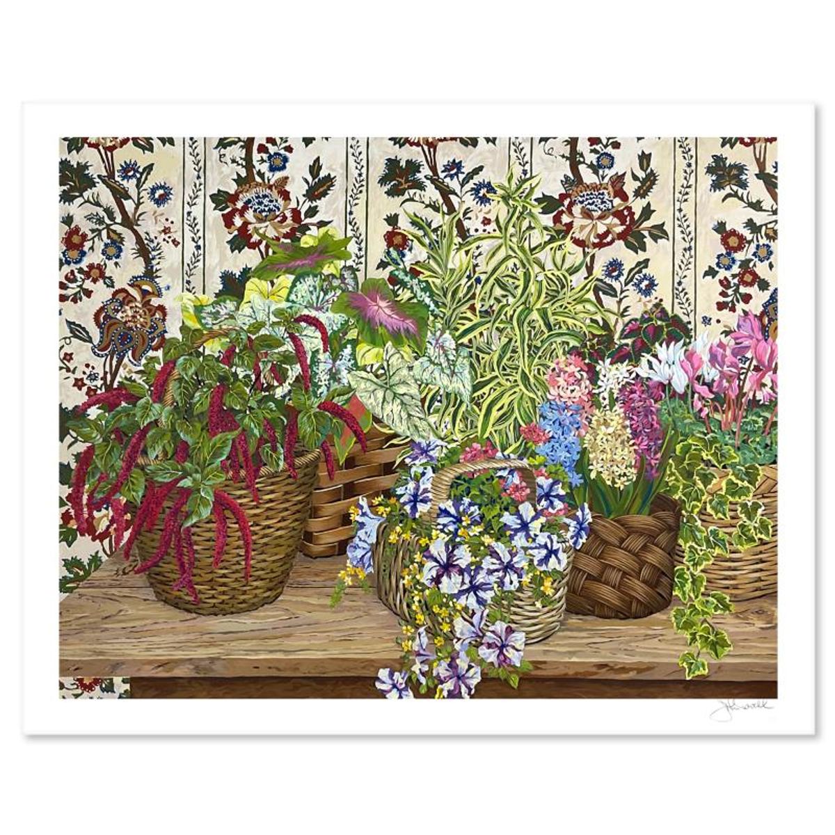 John Powell, "Wicker Baskets" Limited Edition Serigraph, Numbered and Hand Signed with Letter of Authenticity