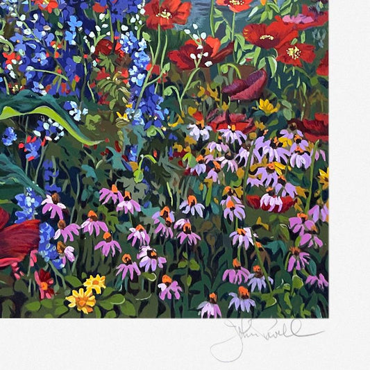 John Powell, "Riverwood Garden" Limited Edition Printer's Proof Serigraph, Numbered and Hand Signed with Letter of Authenticity.