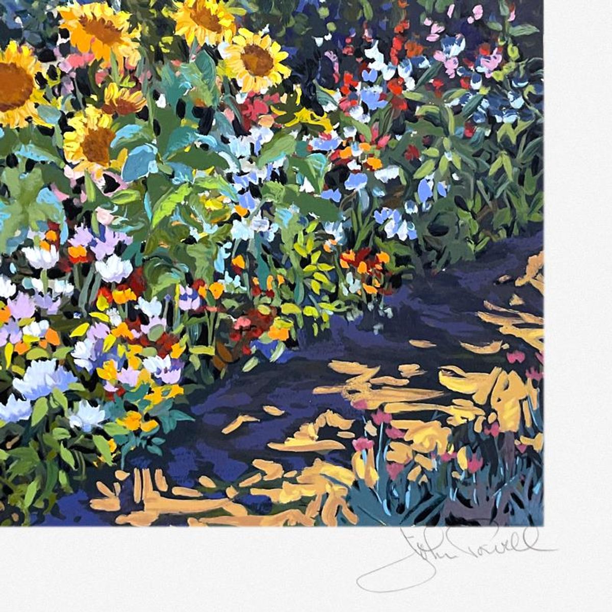 John Powell, "Sunflowers" Limited Edition Printer's Proof Serigraph, Numbered and Hand Signed with Letter of Authenticity.