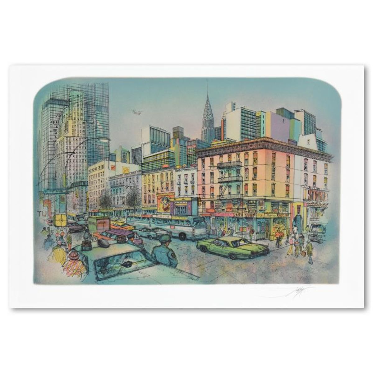 Rolf Rafflewski, "New York" Limited Edition Lithograph, Numbered and Hand Signed with Letter of Authenticity