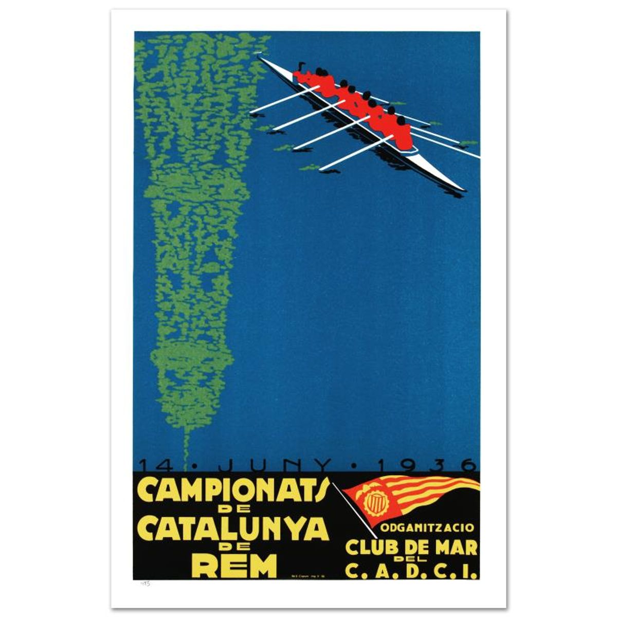 RE Society, "Campionats de Catalunya" Hand Pulled Lithograph, Image Originally by Camiro. Includes Letter of Authenticity.