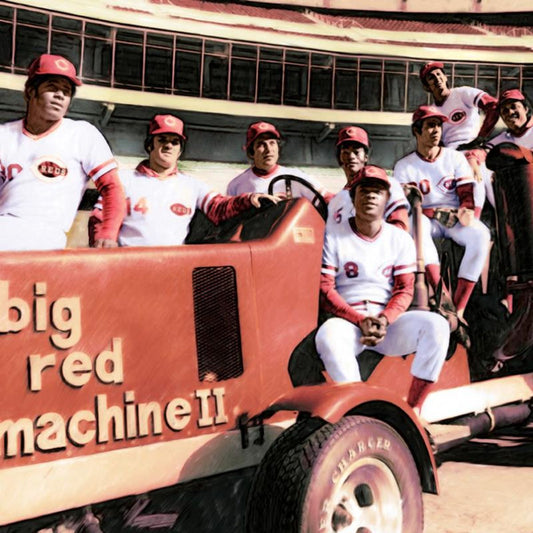 Big Red Machine Tractor Lithograph Signed by the Big Red Machine's Starting Eight, with Certificate of Authenticity.