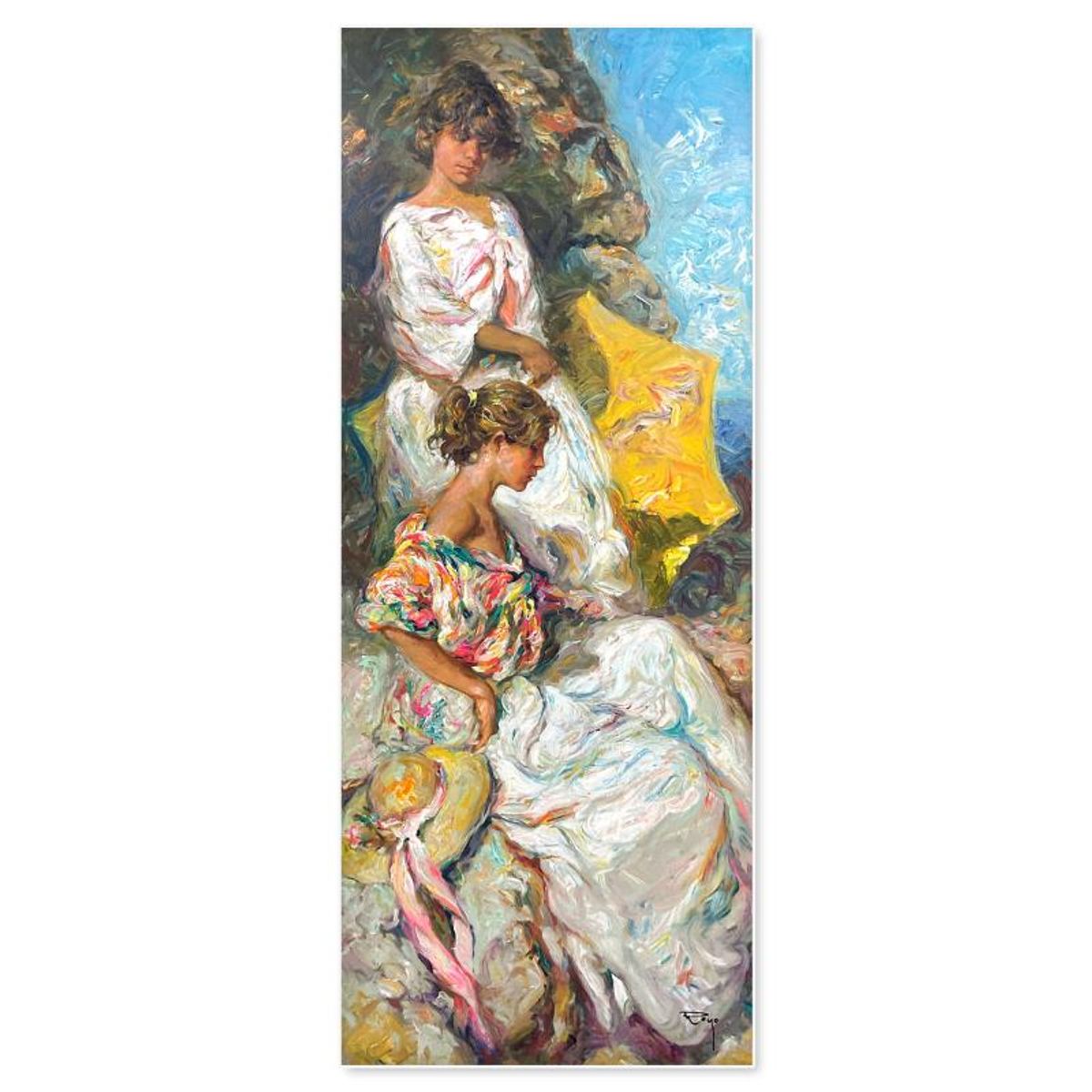 Royo, "Junto al Mar" Hand Signed Serigraph on Clayboard (45" x 18") with Letter of Authenticity.