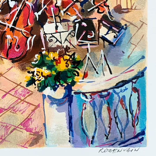 Michael Rozenvain, "Orchestral Balcony" Hand Signed Limited Edition Serigraph on Paper with Letter of Authenticity.