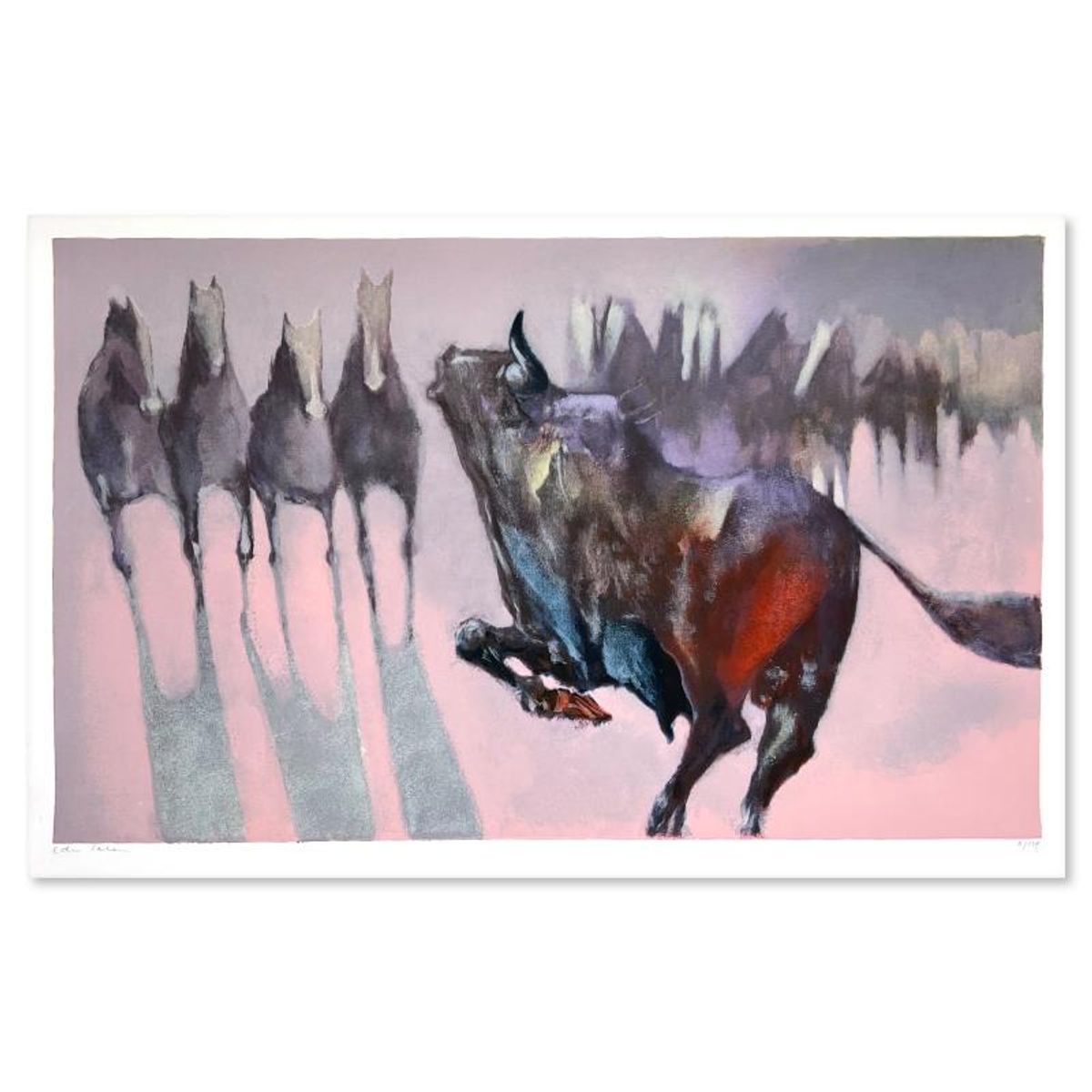 Edwin Salomon (1935-2014), "Horses and Bull" Limited Edition Serigraph, Hand Signed and Numbered; Letter of Authenticity.