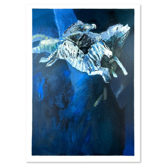 Edwin Salomon (1935-2014), "Zebras in Blue" Limited Edition Serigraph, Hand Signed and Numbered; Letter of Authenticity.