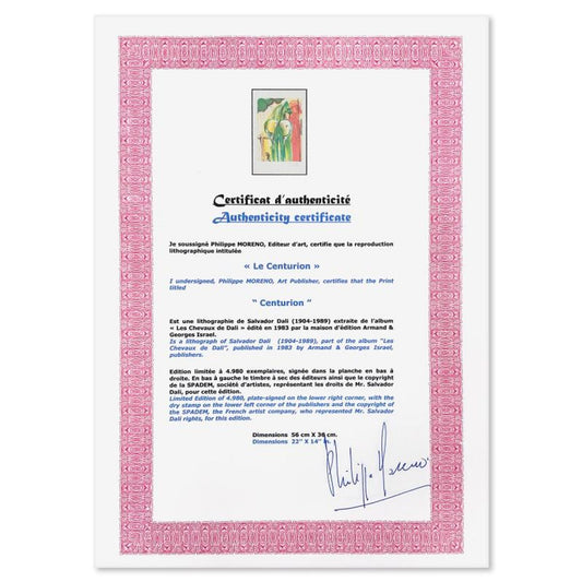 Salvador Dali (1904-1989), "Le Centurion" Framed Limited Edition Lithograph (1983), Plate Signed with Certificate of Authenticity.