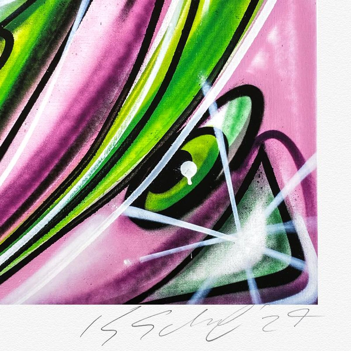 Kenny Scharf, "Pink 'N Green" Framed Limited Edition Silkscreen, Numbered and Hand Signed with Letter of Authenticity