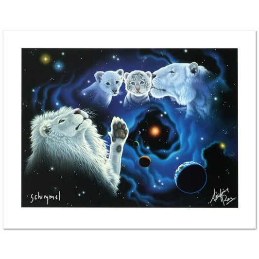 William Schimmel, "A Mother's Kiss, A Father's Touch" Limited Edition Hand Signed by the Artist and Siegfried (1939-2021) and Roy (1944-2020), with Certificate of Authenticity.