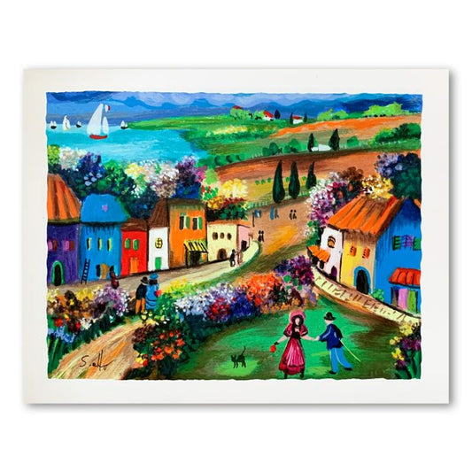 Shlomo Alter (1936-2021), "The Village" Hand Signed Limited Edition Serigraph on Paper with Letter of Authenticity.