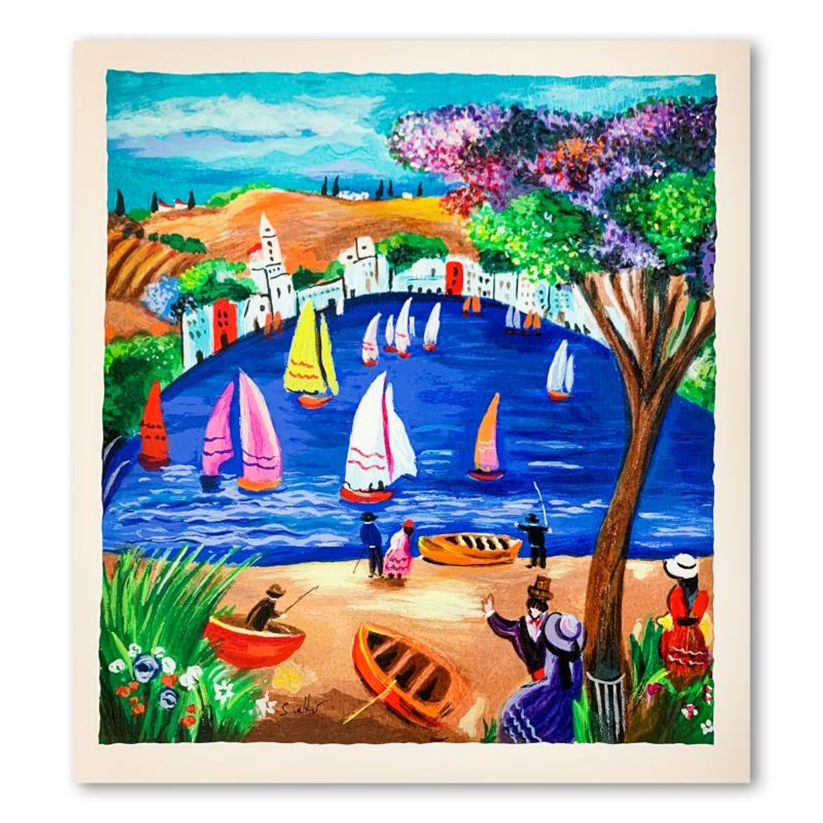 Shlomo Alter (1936-2021), "Near the Lake" Hand Signed Limited Edition Serigraph on Paper with Letter of Authenticity.