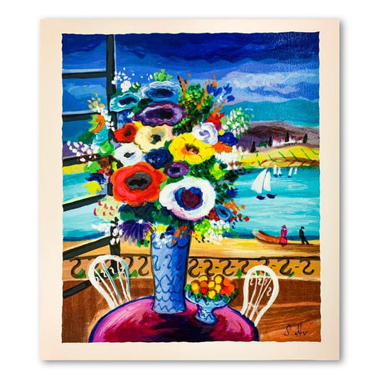 Shlomo Alter (1936-2021), "Balcony Views" Hand Signed Limited Edition Serigraph on Paper with Letter of Authenticity.