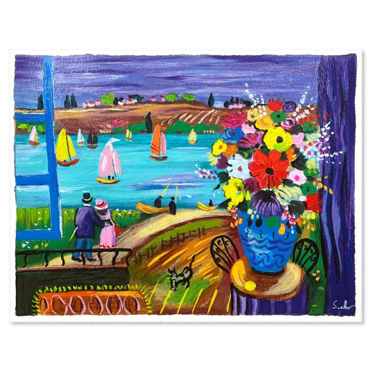 Shlomo Alter (1936-2021), "Lakeside Festivities" Hand Signed, Numbered Limited Edition with Letter of Authenticity.