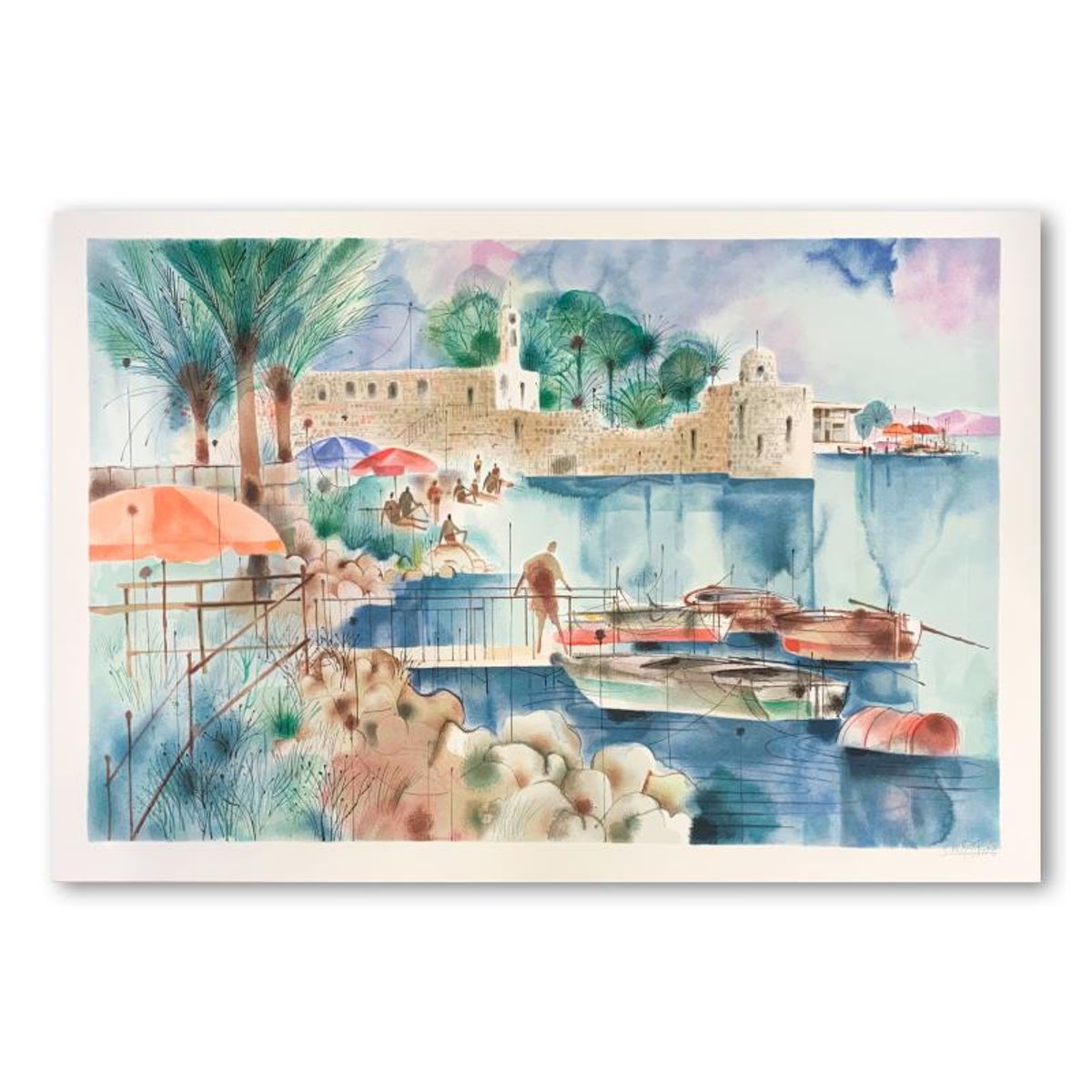 Shmuel Katz (1926-2010), "Sea of Galilee" Hand Signed Limited Edition Serigraph on Paper with Letter of Authenticity.