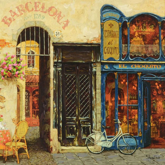 Viktor Shvaiko, "La Fonda" Hand Embellished Limited Edition on Canvas, Numbered and Hand Signed with Letter of Authenticity.