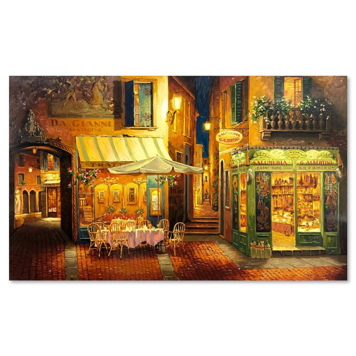Viktor Shvaiko, "Evening in Verona" Hand Embellished Limited Edition Printer's Proof on Canvas (34" x 56"), Numbered and Hand Signed with Letter of Authenticity.